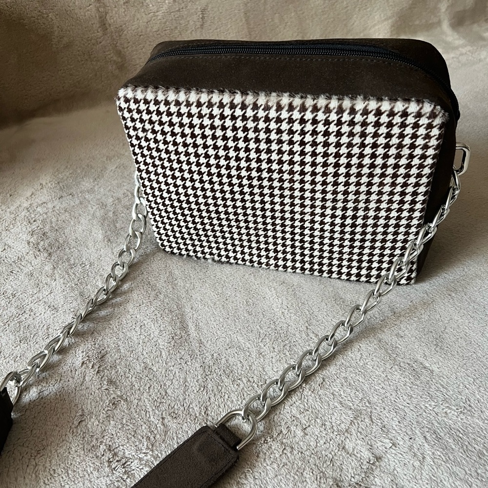 Houndstooth Pony Fur Purse